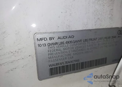 2014 Audi A4 2.0T Premium z USA, uszkodzony, nr VIN WAUBFAFL7EA067966